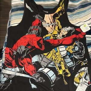 Brand new Marvel DEADPOOL Cable with back Graphic Tank Top M fits big
